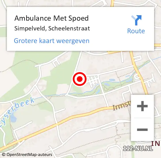 Locatie op kaart van de 112 melding: Ambulance Met Spoed Naar Simpelveld, Scheelenstraat op 7 december 2014 08:53