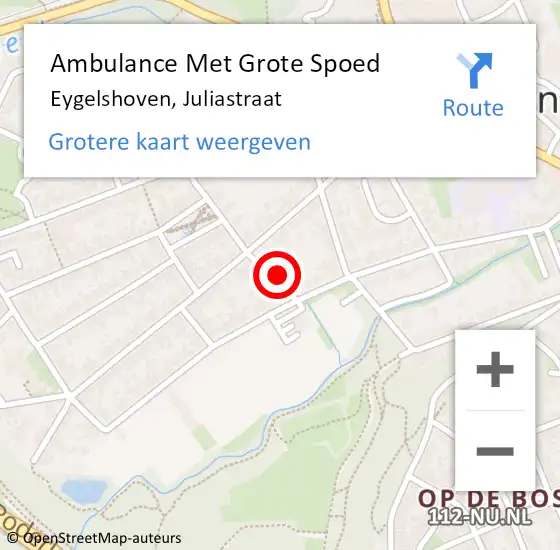 Locatie op kaart van de 112 melding: Ambulance Met Grote Spoed Naar Eygelshoven, Juliastraat op 7 december 2014 10:12