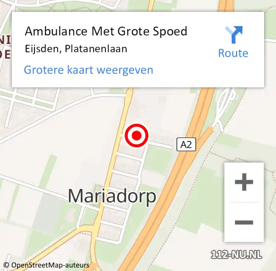 Locatie op kaart van de 112 melding: Ambulance Met Grote Spoed Naar Eijsden, Platanenlaan op 7 december 2014 10:53