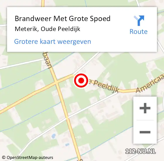 Locatie op kaart van de 112 melding: Brandweer Met Grote Spoed Naar Meterik, Oude Peeldijk op 7 december 2014 11:32