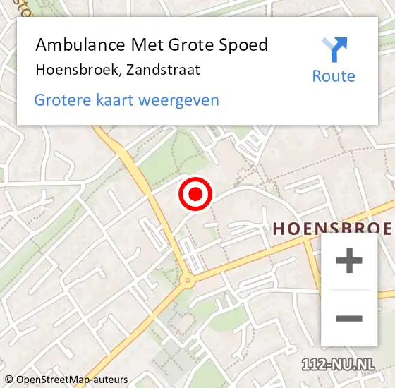 Locatie op kaart van de 112 melding: Ambulance Met Grote Spoed Naar Hoensbroek, Zandstraat op 7 december 2014 12:25