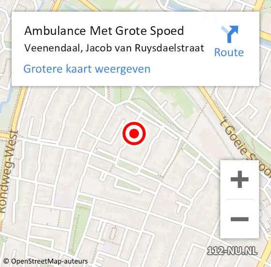 Locatie op kaart van de 112 melding: Ambulance Met Grote Spoed Naar Veenendaal, Jacob van Ruysdaelstraat op 7 december 2014 12:39