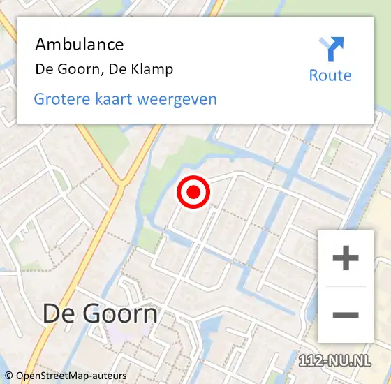 Locatie op kaart van de 112 melding: Ambulance De Goorn, De Klamp op 23 oktober 2013 13:18