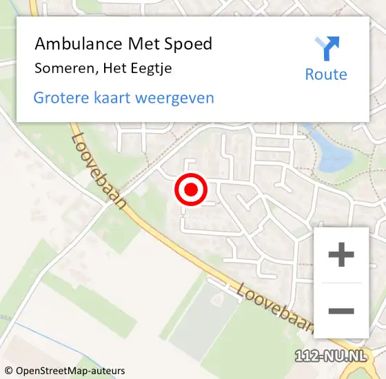 Locatie op kaart van de 112 melding: Ambulance Met Spoed Naar Someren, Het Eegtje op 7 december 2014 13:33