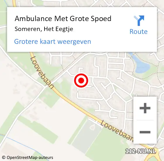 Locatie op kaart van de 112 melding: Ambulance Met Grote Spoed Naar Someren, Het Eegtje op 7 december 2014 13:34