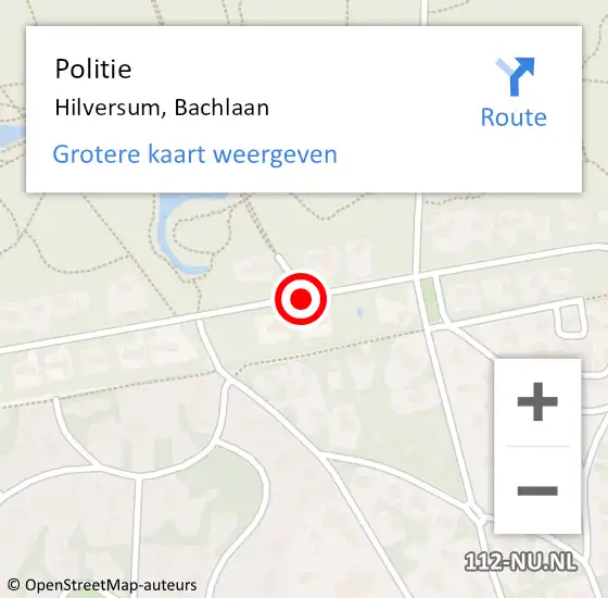 Locatie op kaart van de 112 melding: Politie Hilversum, Bachlaan op 7 december 2014 13:55