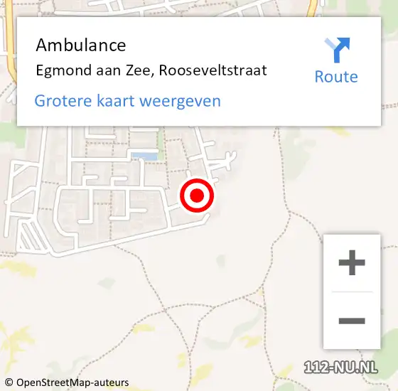 Locatie op kaart van de 112 melding: Ambulance Egmond aan Zee, Rooseveltstraat op 7 december 2014 13:57