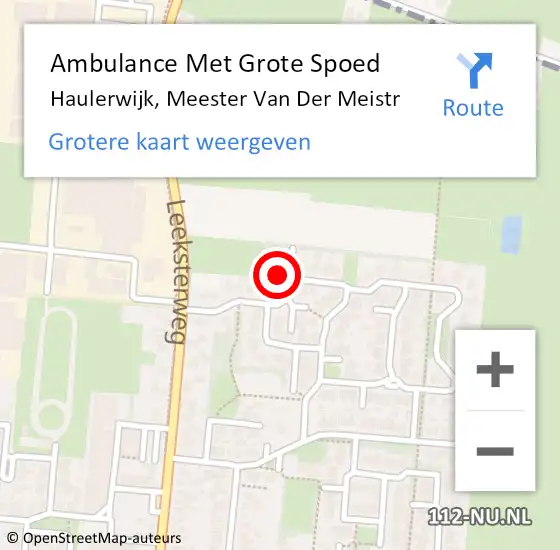 Locatie op kaart van de 112 melding: Ambulance Met Grote Spoed Naar Haulerwijk, Meester Van Der Meistr op 10 september 2013 13:48