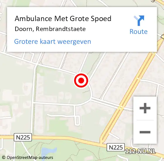 Locatie op kaart van de 112 melding: Ambulance Met Grote Spoed Naar Doorn, Rembrandtstaete op 7 december 2014 14:14