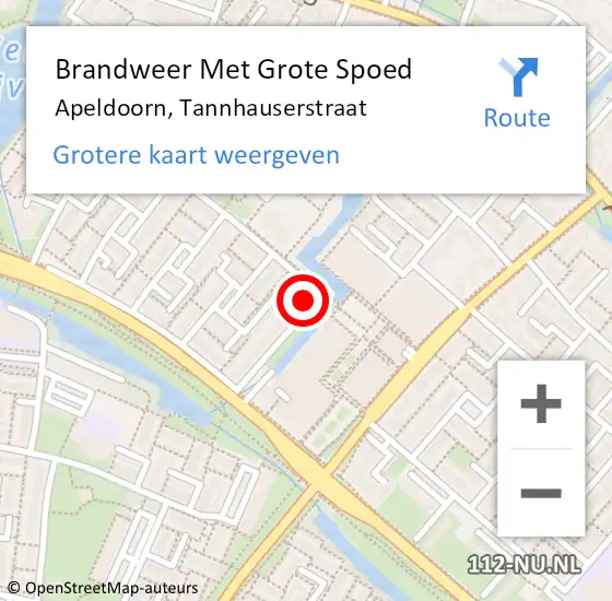 Locatie op kaart van de 112 melding: Brandweer Met Grote Spoed Naar Apeldoorn, Tannhauserstraat op 7 december 2014 14:15