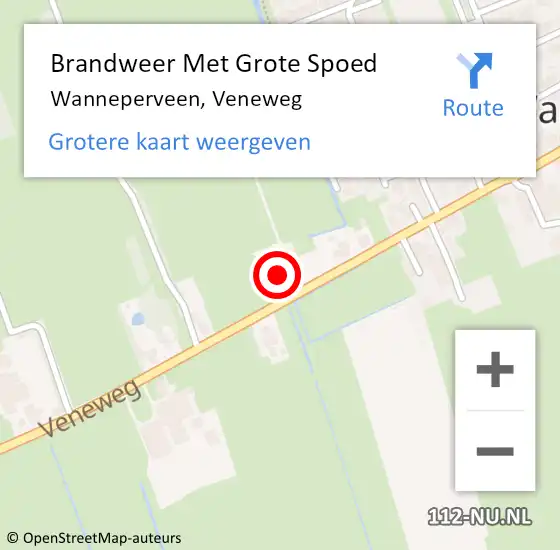 Locatie op kaart van de 112 melding: Brandweer Met Grote Spoed Naar Wanneperveen, Veneweg op 7 december 2014 15:28