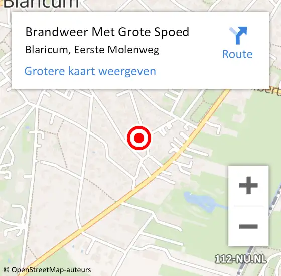 Locatie op kaart van de 112 melding: Brandweer Met Grote Spoed Naar Blaricum, Eerste Molenweg op 7 december 2014 15:55