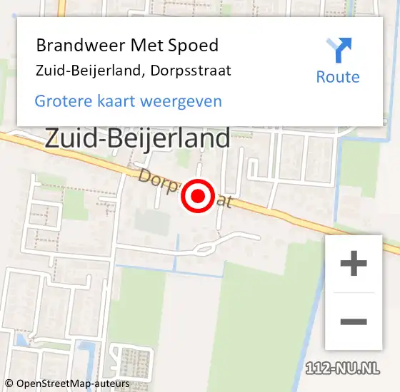 Locatie op kaart van de 112 melding: Brandweer Met Spoed Naar Zuid-Beijerland, Dorpsstraat op 7 december 2014 16:21