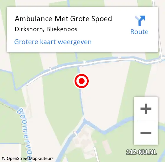 Locatie op kaart van de 112 melding: Ambulance Met Grote Spoed Naar Dirkshorn, Bliekenbos op 7 december 2014 16:23