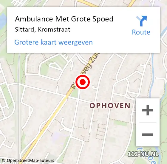 Locatie op kaart van de 112 melding: Ambulance Met Grote Spoed Naar Sittard, Kromstraat op 7 december 2014 16:45