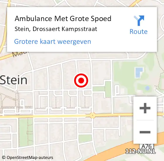 Locatie op kaart van de 112 melding: Ambulance Met Grote Spoed Naar Stein, Drossaert Kampsstraat op 7 december 2014 17:19