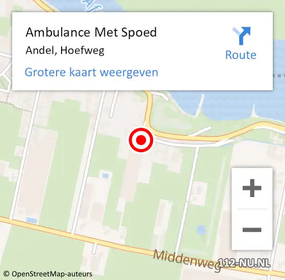 Locatie op kaart van de 112 melding: Ambulance Met Spoed Naar Andel, Hoefweg op 7 december 2014 17:53