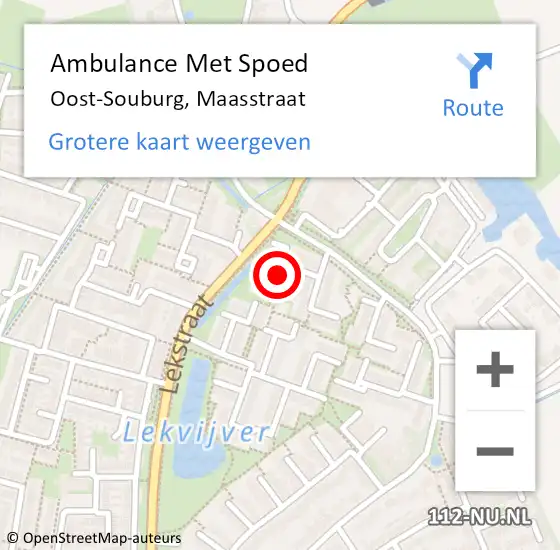 Locatie op kaart van de 112 melding: Ambulance Met Spoed Naar Oost-Souburg, Maasstraat op 7 december 2014 18:19