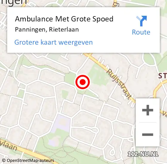 Locatie op kaart van de 112 melding: Ambulance Met Grote Spoed Naar Panningen, Rieterlaan op 7 december 2014 18:22