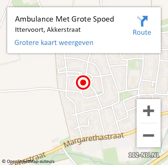 Locatie op kaart van de 112 melding: Ambulance Met Grote Spoed Naar Ittervoort, Akkerstraat op 7 december 2014 19:08