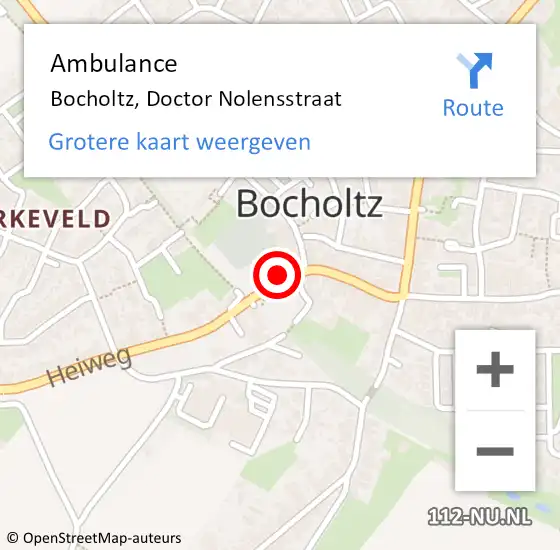 Locatie op kaart van de 112 melding: Ambulance Bocholtz, Doctor Nolensstraat op 7 december 2014 20:50