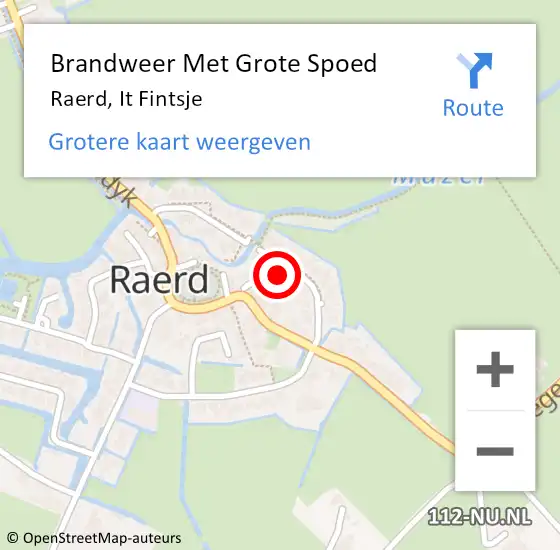 Locatie op kaart van de 112 melding: Brandweer Met Grote Spoed Naar Raerd, It Fintsje op 7 december 2014 20:57