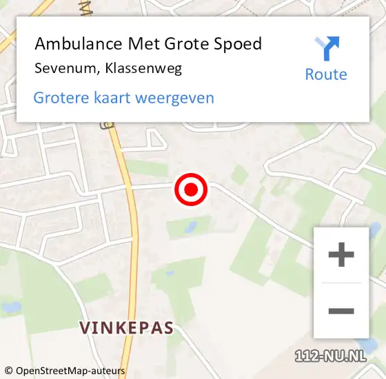 Locatie op kaart van de 112 melding: Ambulance Met Grote Spoed Naar Sevenum, Klassenweg op 7 december 2014 22:02