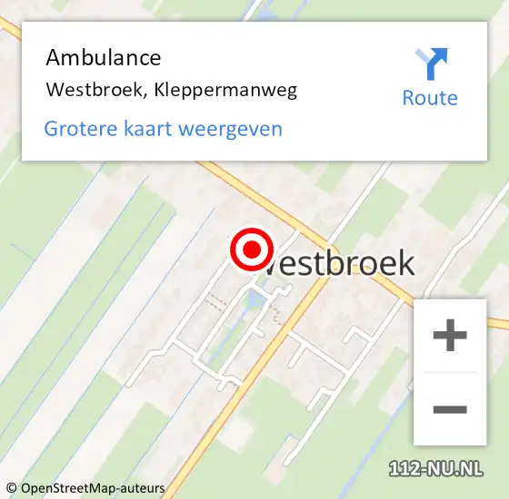 Locatie op kaart van de 112 melding: Ambulance Westbroek, Kleppermanweg op 7 december 2014 22:25