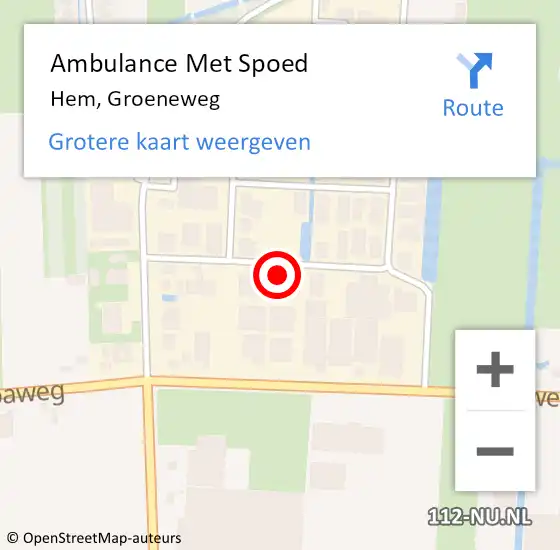 Locatie op kaart van de 112 melding: Ambulance Met Spoed Naar Hem, Groeneweg op 7 december 2014 22:41