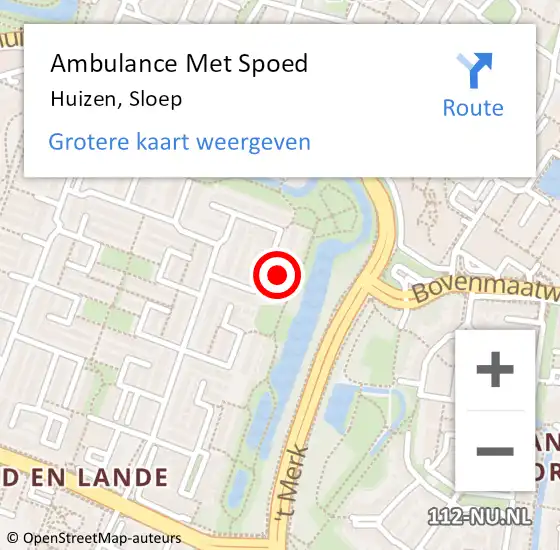 Locatie op kaart van de 112 melding: Ambulance Met Spoed Naar Huizen, Sloep op 7 december 2014 23:02