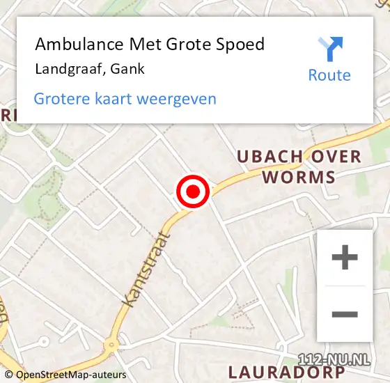 Locatie op kaart van de 112 melding: Ambulance Met Grote Spoed Naar Landgraaf, Gank op 7 december 2014 23:09