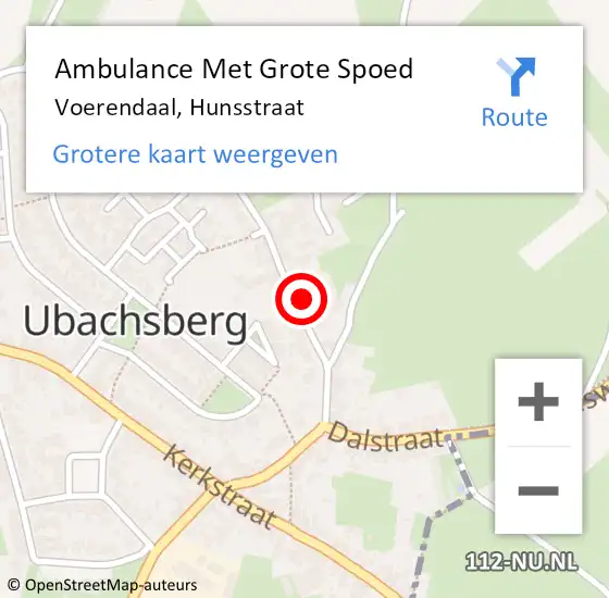 Locatie op kaart van de 112 melding: Ambulance Met Grote Spoed Naar Voerendaal, Hunsstraat op 8 december 2014 00:52