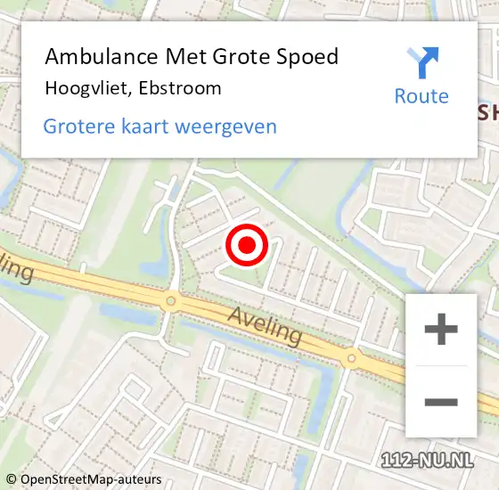 Locatie op kaart van de 112 melding: Ambulance Met Grote Spoed Naar Hoogvliet, Ebstroom op 8 december 2014 01:00