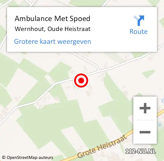 Locatie op kaart van de 112 melding: Ambulance Met Spoed Naar Wernhout, Oude Heistraat op 8 december 2014 03:14