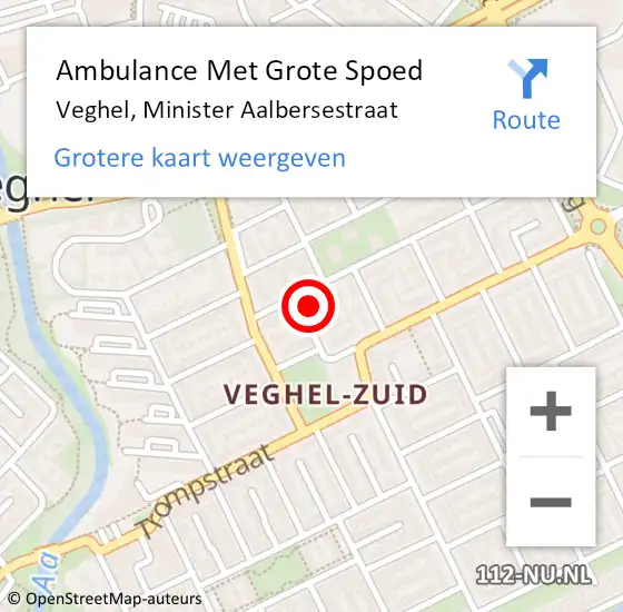 Locatie op kaart van de 112 melding: Ambulance Met Grote Spoed Naar Veghel, Minister Aalbersestraat op 8 december 2014 04:07