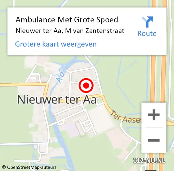 Locatie op kaart van de 112 melding: Ambulance Met Grote Spoed Naar Nieuwer ter Aa, M van Zantenstraat op 8 december 2014 04:09