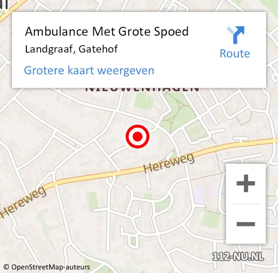 Locatie op kaart van de 112 melding: Ambulance Met Grote Spoed Naar Landgraaf, Gatehof op 8 december 2014 05:38