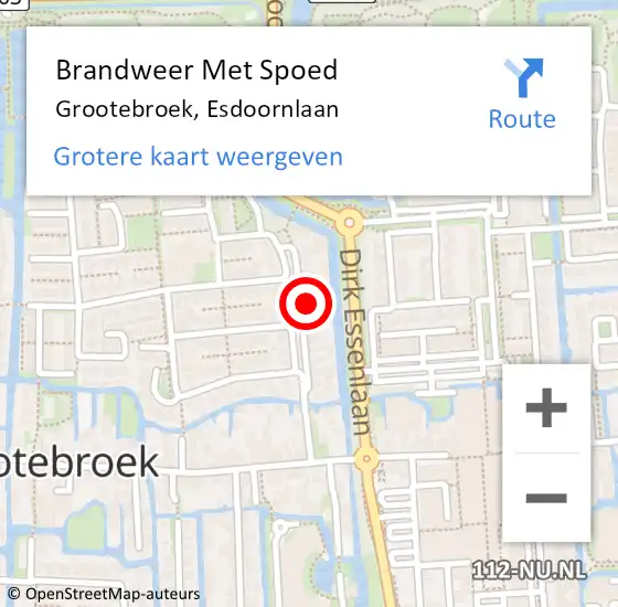 Locatie op kaart van de 112 melding: Brandweer Met Spoed Naar Grootebroek, Esdoornlaan op 8 december 2014 05:44