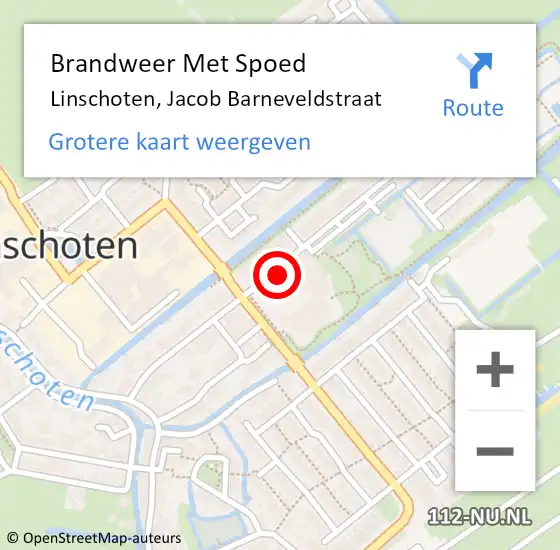 Locatie op kaart van de 112 melding: Brandweer Met Spoed Naar Linschoten, Jacob Barneveldstraat op 23 oktober 2013 14:11