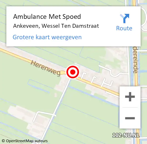 Locatie op kaart van de 112 melding: Ambulance Met Spoed Naar Ankeveen, Wessel Ten Damstraat op 8 december 2014 07:47