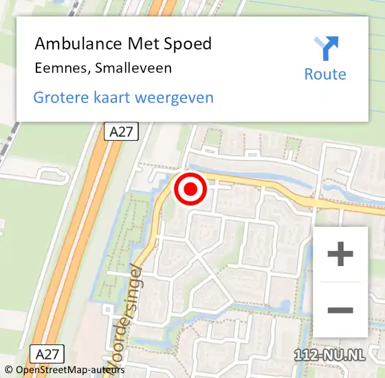 Locatie op kaart van de 112 melding: Ambulance Met Spoed Naar Eemnes, Smalleveen op 8 december 2014 08:00