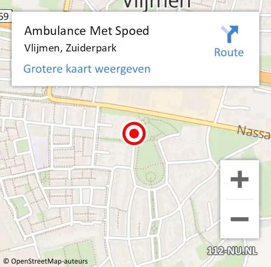 Locatie op kaart van de 112 melding: Ambulance Met Spoed Naar Vlijmen, Zuiderpark op 8 december 2014 08:09