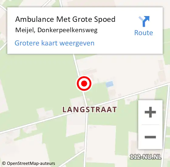 Locatie op kaart van de 112 melding: Ambulance Met Grote Spoed Naar Meijel, Donkerpeelkensweg op 8 december 2014 08:13