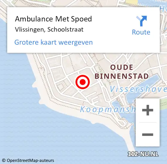 Locatie op kaart van de 112 melding: Ambulance Met Spoed Naar Vlissingen, Schoolstraat op 8 december 2014 08:20