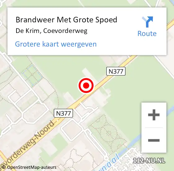 Locatie op kaart van de 112 melding: Brandweer Met Grote Spoed Naar De Krim, Coevorderweg op 8 december 2014 08:49