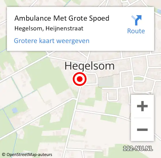 Locatie op kaart van de 112 melding: Ambulance Met Grote Spoed Naar Hegelsom, Heijnenstraat op 8 december 2014 08:58