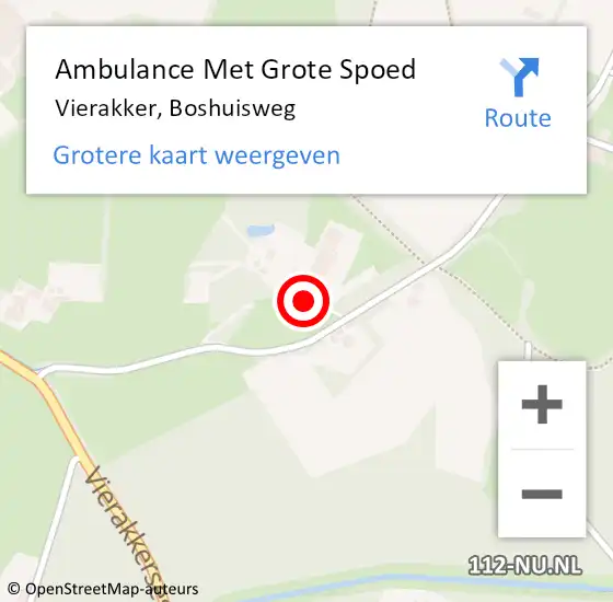 Locatie op kaart van de 112 melding: Ambulance Met Grote Spoed Naar Vierakker, Boshuisweg op 8 december 2014 09:11