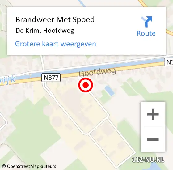 Locatie op kaart van de 112 melding: Brandweer Met Spoed Naar De Krim, Hoofdweg op 8 december 2014 09:14