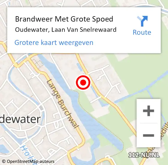 Locatie op kaart van de 112 melding: Brandweer Met Grote Spoed Naar Oudewater, Laan Van Snelrewaard op 8 december 2014 09:27