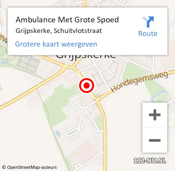 Locatie op kaart van de 112 melding: Ambulance Met Grote Spoed Naar Grijpskerke, Schuitvlotstraat op 8 december 2014 09:46